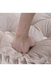 Living and Home Khaki Italian Velvet Fabric Tufted Pleated Edge Sofa Throw Pillow - thumbnail 6
