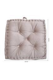 Living and Home Khaki Italian Velvet Fabric Tufted Pleated Edge Sofa Throw Pillow - thumbnail 2