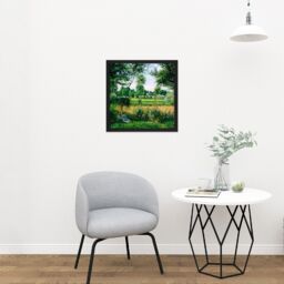 "Artery8 Wall Art Print Pissarro Morning Sunlight Effect Eragny Cropped Square Framed Picture 16X16 Inch in Black - Size: W16"" x H16""" - thumbnail 2