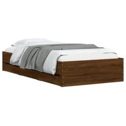 Berkfield Home Modern Bed Frame w/Drawers Frame Brown Oak 75x190 cm Small Single - thumbnail 1