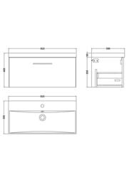 Balterley Bathroom 1 Soft Close Drawer Wall Hung Vanity Unit, Dark Grey, 800mm in Grey - thumbnail 2