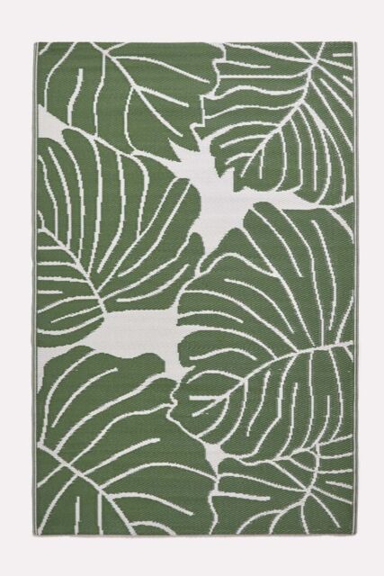 Homescapes Luxury Outdoor Rug Waterproof Reversible for Garden, Green Ada Floral - Size: 120 cm x 180 cm - image 1
