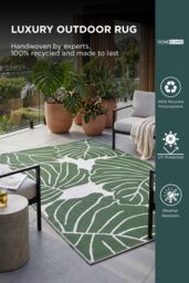 Homescapes Luxury Outdoor Rug Waterproof Reversible for Garden, Green Ada Floral - Size: 120 cm x 180 cm - thumbnail 2