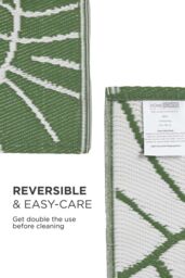 Homescapes Luxury Outdoor Rug Waterproof Reversible for Garden, Green Ada Floral - Size: 120 cm x 180 cm - thumbnail 6