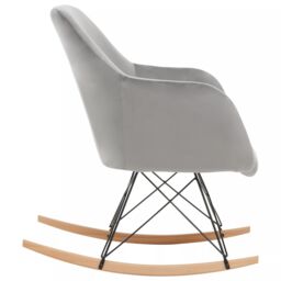 Orsina Small Velvet Rocking Chair, Versatile Velvet Desk Chair, Backrest Velvet Armchair, Accent Armchair in Grey - thumbnail 3