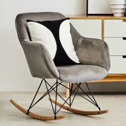 Orsina Small Velvet Rocking Chair, Versatile Velvet Desk Chair, Backrest Velvet Armchair, Accent Armchair in Grey
