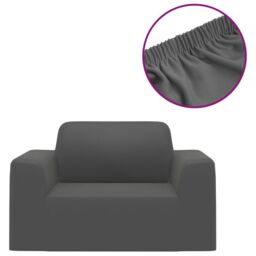Berkfield Home Stretch Couch Slipcover Anthracite Polyester Jersey in Black - thumbnail 2