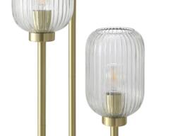 Vente-unique Metal & Ribbed Glass Floor Lamp - 3 Globes - D30 X H161 Cm - Gold - thumbnail 6
