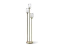 Vente-unique Metal & Ribbed Glass Floor Lamp - 3 Globes - D30 X H161 Cm - Gold - thumbnail 2