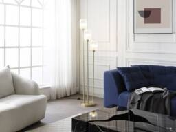 Vente-unique Metal & Ribbed Glass Floor Lamp - 3 Globes - D30 X H161 Cm - Gold - thumbnail 3