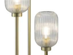 Vente-unique Metal & Ribbed Glass Floor Lamp - 3 Globes - D30 X H161 Cm - Gold - thumbnail 7