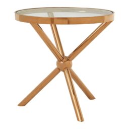 Orsina Durable Round Rose Gold Side Table, Elegant Small Lounge Table For Tea, Stainless Steel Base Bedside Table