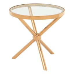 Orsina Durable Round Rose Gold Side Table, Elegant Small Lounge Table For Tea, Stainless Steel Base Bedside Table - thumbnail 2