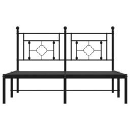 Berkfield Home Metal Bed Frame without Mattress with Headboard Black 140x190cm - Size: 140x190 cm - thumbnail 5