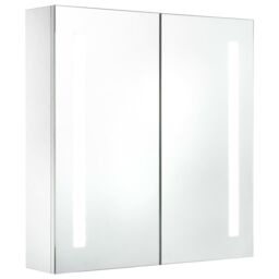 Berkfield Home LED Bathroom Mirror Cabinet 60x14x62 cm in White - Size: 60 x 14 x 62 cm - thumbnail 2