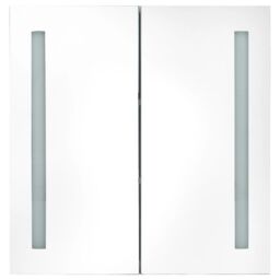 Berkfield Home LED Bathroom Mirror Cabinet 60x14x62 cm in White - Size: 60 x 14 x 62 cm - thumbnail 3