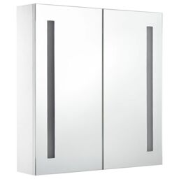 Berkfield Home LED Bathroom Mirror Cabinet 60x14x62 cm in White - Size: 60 x 14 x 62 cm - thumbnail 4