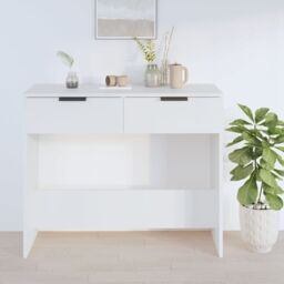 Berkfield Home Console Table White 90x36x75 cm Engineered Wood - Size: 90 x 36 x 75 cm - thumbnail 3