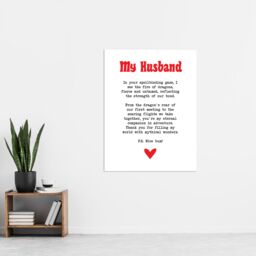 "Artery8 Love Poem Role Play Game Nerd Husband Romantic Wall Art Print in White - Size: W24"" x H32""" - thumbnail 4