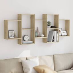 Berkfield Home Wall Shelf Sonoma Oak 159x18x65 cm Engineered Wood in Light Tan - Size: 159 x 18 x 65 cm - thumbnail 1