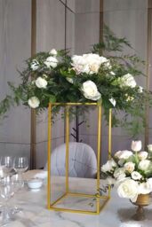 Living and Home Gold Detachable Wedding Metal Flower Stand Rectangular Floor Vase Column, 21cm W x 21cm D x 40cm H - Size: 21 cm W x 21 cm D x 40 cm H - thumbnail 3