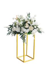 Living and Home Gold Detachable Wedding Metal Flower Stand Rectangular Floor Vase Column, 21cm W x 21cm D x 40cm H - Size: 21 cm W x 21 cm D x 40 cm H - thumbnail 2