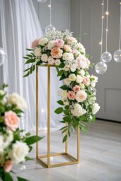 Living and Home Gold Detachable Wedding Metal Flower Stand Rectangular Floor Vase Column, 21cm W x 21cm D x 40cm H - Size: 21 cm W x 21 cm D x 40 cm H
