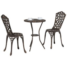 Berkfield Home Bronze Cast Aluminium Small Durable Outdoor Dining Set - thumbnail 3