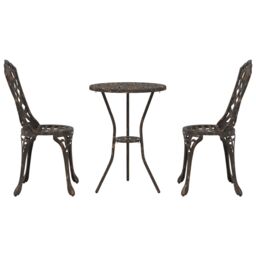 Berkfield Home Bronze Cast Aluminium Small Durable Outdoor Dining Set - thumbnail 6