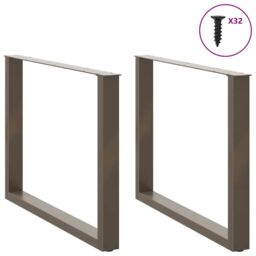 Berkfield Home Coffee Table Legs U-Shaped 2 pcs Natural Steel 100x(72-73) cm Steel in Brown - thumbnail 3