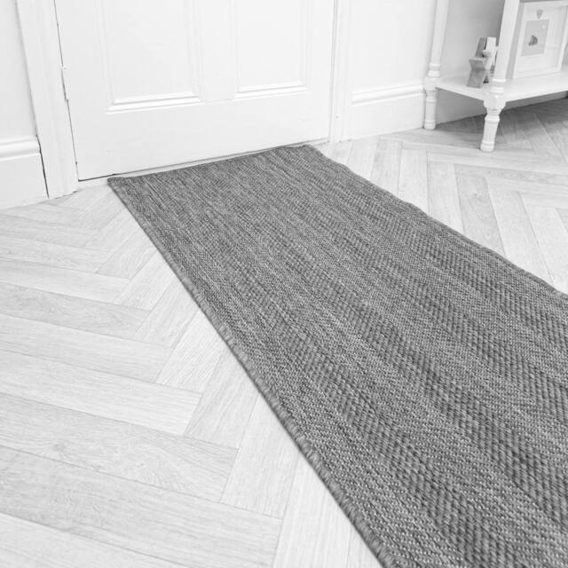 runrug Carpet Runner Rug - Indoor/Outdoor, Reversible, 2mm - 'Stripes' in Grey - Size: 60 cm x 150 cm - image 1