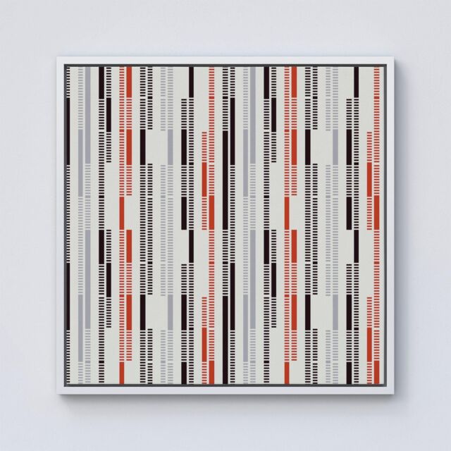 Warren Reed - Designer Dashed Stroke Pattern Framed Canvas in Off-White - Size: w10 inch x h10 inch - image 1