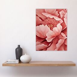"Artery8 Coral Pink Peony Painting Magnified Zoom Floral Wall Art Print - Size: W24"" x H32""" - thumbnail 4