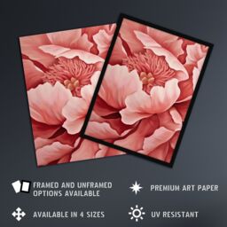 "Artery8 Coral Pink Peony Painting Magnified Zoom Floral Wall Art Print - Size: W24"" x H32""" - thumbnail 2