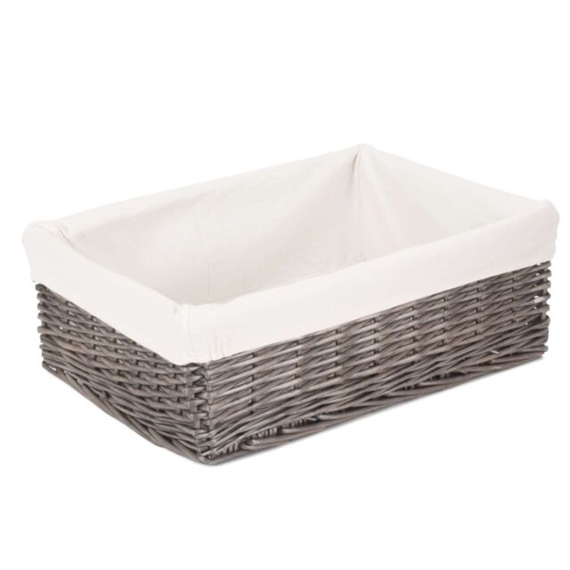 Red Hamper Cotton Lined Extra Large Antique Wash Finish Wicker Tray in Brown - image 1
