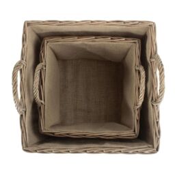 Red Hamper Cotton Lined Extra Large Antique Wash Finish Wicker Tray in Brown - thumbnail 3