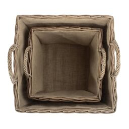 Red Hamper Cotton Lined Extra Large Antique Wash Finish Wicker Tray in Brown - thumbnail 4