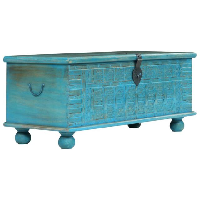 Berkfield Home Storage Chest Solid Mango Wood Blue 100x40x41 cm - Size: 100 x 40 x 41 cm - image 1