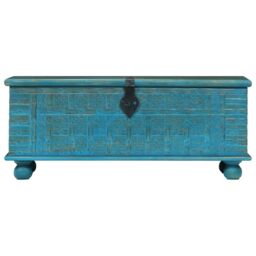 Berkfield Home Storage Chest Solid Mango Wood Blue 100x40x41 cm - Size: 100 x 40 x 41 cm - thumbnail 4