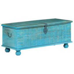Berkfield Home Storage Chest Solid Mango Wood Blue 100x40x41 cm - Size: 100 x 40 x 41 cm - thumbnail 6