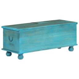 Berkfield Home Storage Chest Solid Mango Wood Blue 100x40x41 cm - Size: 100 x 40 x 41 cm - thumbnail 5