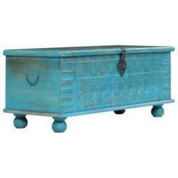 Berkfield Home Storage Chest Solid Mango Wood Blue 100x40x41 cm - Size: 100 x 40 x 41 cm - thumbnail 1