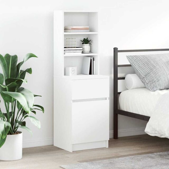 Berkfield Home Bedside Cabinet White 39x35x125 cm Engineered Wood - Size: 39 x 35 x 125 cm - image 1