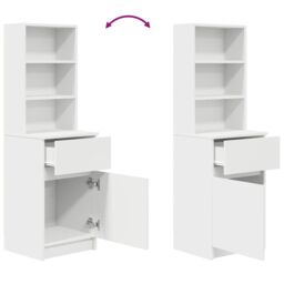 Berkfield Home Bedside Cabinet White 39x35x125 cm Engineered Wood - Size: 39 x 35 x 125 cm - thumbnail 9