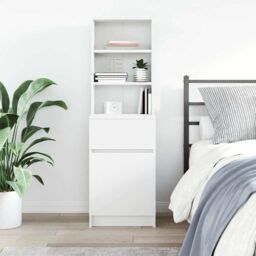 Berkfield Home Bedside Cabinet White 39x35x125 cm Engineered Wood - Size: 39 x 35 x 125 cm - thumbnail 3