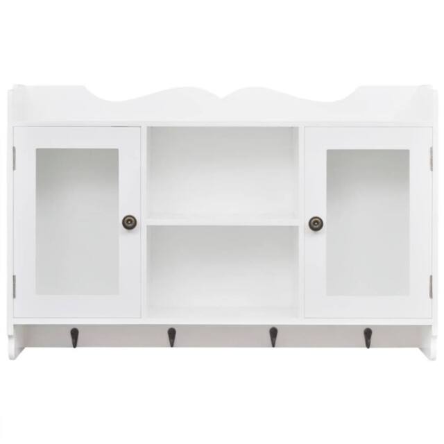Berkfield Home Modern White MDF Wall Cabinet Display Shelf Book/DVD/Glass Storage - image 1