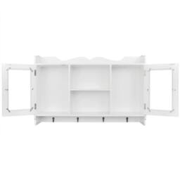 Berkfield Home Modern White MDF Wall Cabinet Display Shelf Book/DVD/Glass Storage - thumbnail 4