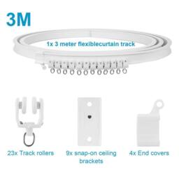 FLAVORA 3m White Flexible Straight Bay Window Curtain Track Rail - Size: 1 - thumbnail 2