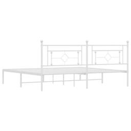 Berkfield Home Metal Bed Frame without Mattress with Headboard White 193x203cm - Size: 193x203 cm - thumbnail 8