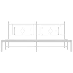 Berkfield Home Metal Bed Frame without Mattress with Headboard White 193x203cm - Size: 193x203 cm - thumbnail 6